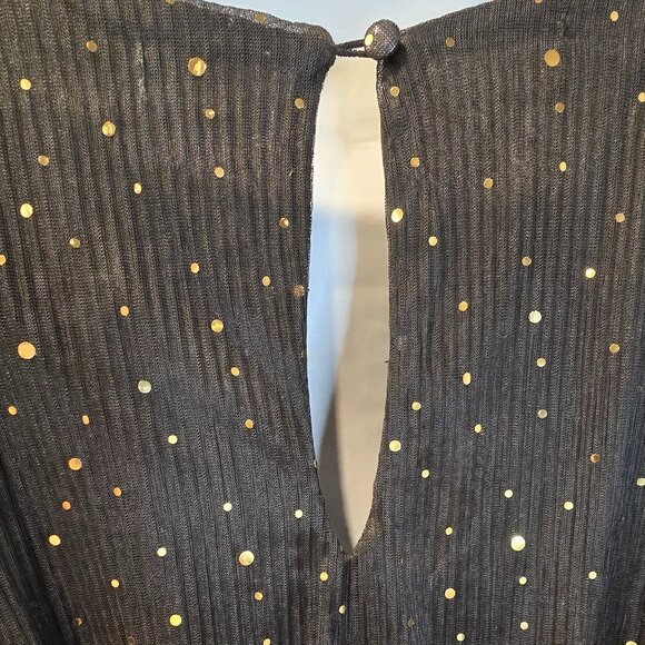 Baltic Born Dress Black With Gold Sparkles Size XL Slit Matching Belt Maxi - Picture 10 of 16